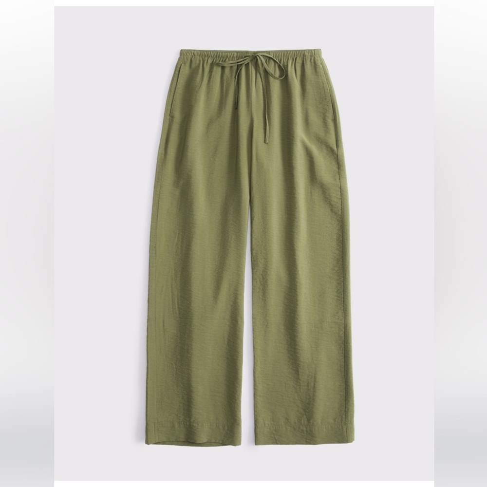 Abercrombie olive textured pull on pants nwt
